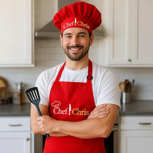 Miniatura 7 de Delantal Personalizado con Nombre y Logo de Kenzal, Delantal de Cocina y Barbacoa para Mujeres y Hombres, Delantal de Chef Personalizado