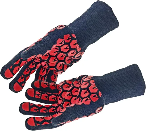 Miniatura 12 de J H Guante de horno resistente al calor: certificado EN407 932 °F, 2 capas de revestimiento de silicona, guantes de horno para cocinar, cocina