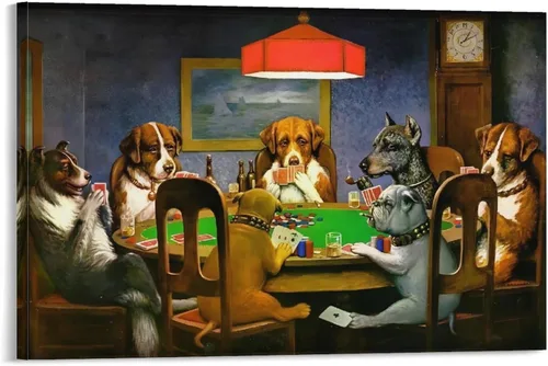 Perros jugando al póquer, arte de pared, lienzo para dormitorio, pintura para decoración del hogar, cuadros de obras de arte, pósteres enmarcados,