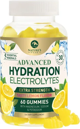 Gomitas de electrolitos de hidratación, gomitas de reposición líquida diaria, multiplicador de electrolitos con minerales, potasio y sal real,