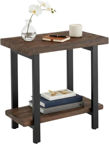 Miniatura 16 de Alaterre Furniture - Mesa auxiliar de 3 niveles de madera maciza Pomona con estantes de almacenamiento – Mesa lateral o mesita de noche rústica