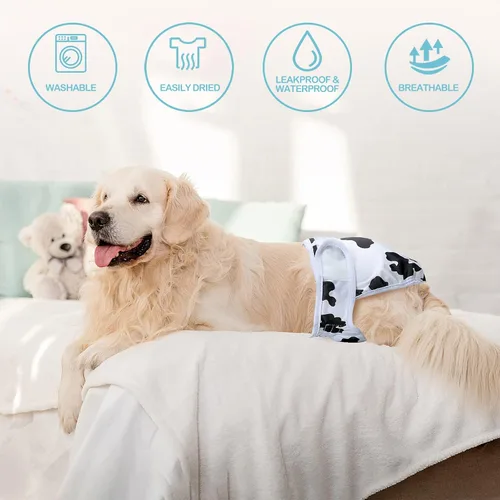 Miniatura 5 de Avont paquete de 3 pañales lavables para perras, bragas reutilizables premium altamente absorbentes para perritas en período, cubierta de pañal