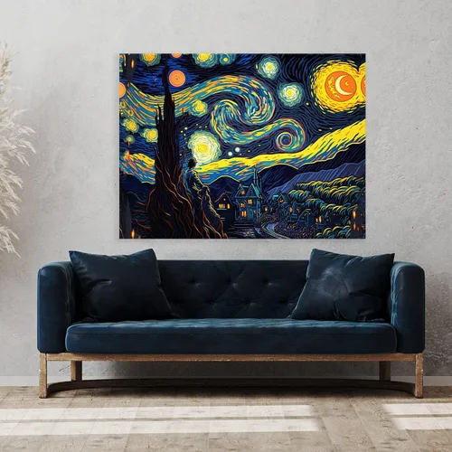 Miniatura 2 de Sense Canvas Pop Art The Starry Night 20 - Lienzo decorativo para decoración del hogar, póster grande de 40 x 30 pulgadas, 0.75 pulgadas