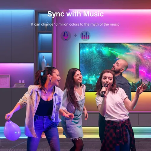 Miniatura 3 de Tiras de Luces LED, 50 pies RGB Inteligente con Sincronización Musical Bluetooth App y Control Remoto, Luces LED Alimentadas por USB para TV