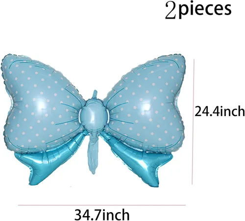 Miniatura 2 de Globo de papel de aluminio con forma de pajarita de 36 pulgadas, enorme globo azul con forma de moño para baby shower, boda, decoración de fiestas