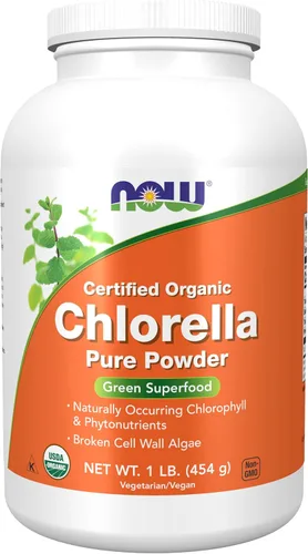 NOW Suplementos, Clorella orgánica en polvo con clorofila, betacaroteno, caroteno mixto, vitamina C, hierro y proteína, 1 libra