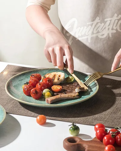 Miniatura 3 de HENXFEN LEAD Juego de 4 platos llanos de 10 pulgadas, platos de porcelana para ensalada, pasta, microondas de postre, aptos para lavavajillas