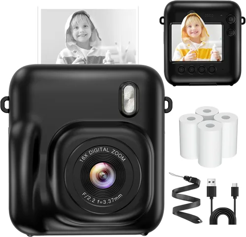 Instant Camera, 1080P Kids Camera for Girls Boys Christmas Birthday Gifts, Dual-Lens Instant Print Digital Cameras for Kids Teens Toddle, 4 Rolls