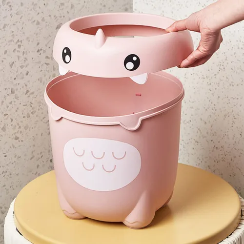 Miniatura 8 de Ciieeo Bote de basura de plástico rosa abierto, 12 pulgadas, forma de animal lindo