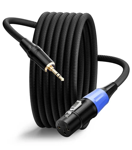 Miniatura 10 de Cable XLR a 0.138 in de 3.3 pies, desequilibrado, regular, hembra, XLR a conector estéreo de 1/8 pulgadas, cable de micrófono auxiliar para teléfono
