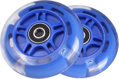 Miniatura 3 de Ruedas traseras de repuesto de 3 ruedas blancas intermitentes de 3 ruedas compatibles con Micro Globber Lascoota Kick Scooter, paquete de 2 (azul)