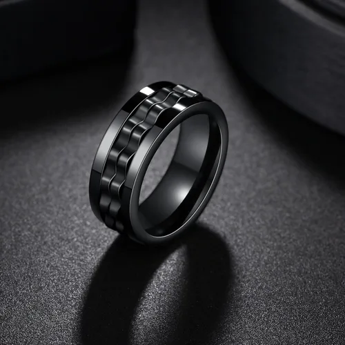 Miniatura 120 de Anillos giratorios para la ansiedad para hombre, anillos clásicos de cadena para mujeres y adultos, anillo de acero de titanio