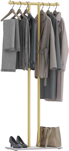 Miniatura 9 de OUTBROS Perchero de metal grande independiente con base de roca, almacenamiento de ropa de pie para interiores, 23.6 pulgadas de ancho, resistente