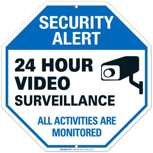Letrero de videovigilancia – Alerta de seguridad CCTV – Letrero: Vigilancia de 24 horas, se monitorean todas las actividades – Inscripción grande de