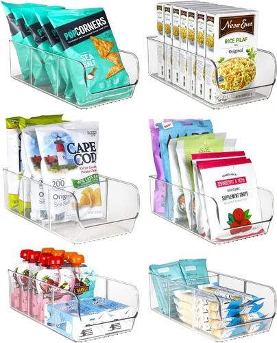 Miniatura 7 de ELTOW Paquete de 4 organizadores de aperitivos, contenedores de plástico de 3 compartimentos con divisores extraíbles, almacenamiento de chips