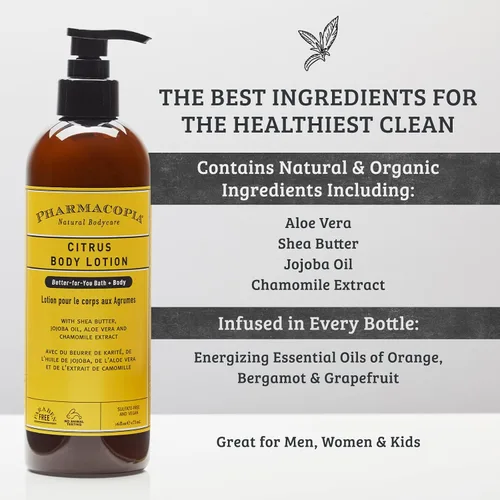 Miniatura 4 de Pharmacopia Loción corporal cítrica – Hidratante natural hidratante con beneficios de aromaterapia – Cuidado de la piel vegano sin crueldad animal
