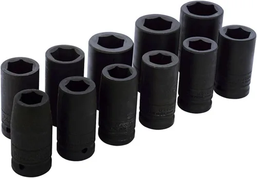 URREA 750011ML - Juego de llaves de vaso de impacto de 3/4 pulgadas, color negro