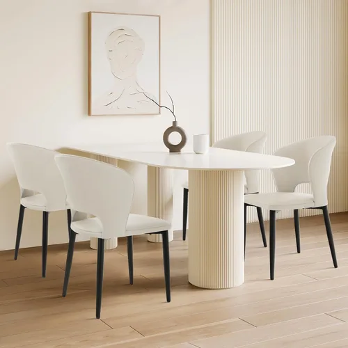Miniatura 9 de Homcosan Juego de 4 sillas de comedor, modernas sillas de cocina con estructura cruzada y exquisito diseño de tuberías, fácil montaje, sillas