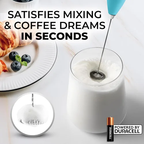 Miniatura 122 de Zulay Kitchen FrothMate Potente espumador de leche portátil y compacto para hacer espuma de mano, lattes, capuchinos Plateado transparente