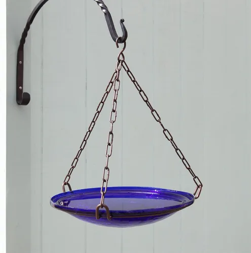 Miniatura 4 de Achla Designs 201-6030 Crackle Glass Hanging, 14 inl, baño para pájaros azul cobalto