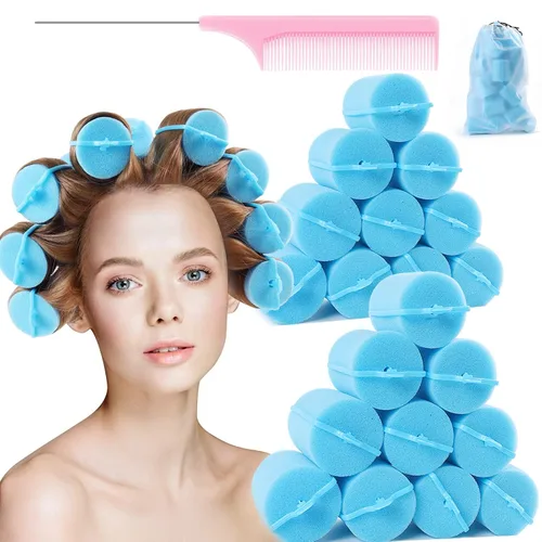 Rodillo de esponja de espuma jumbo para el cabello, rodillos suaves para dormir, peinado ondulado con curvas, herramientas de peinado para rizar, 24