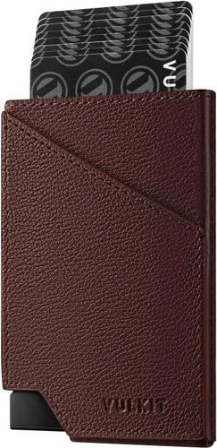 Miniatura 20 de VULKIT Cartera de tarjetas desplegable con bloqueo RFID, funda delgada de aluminio para tarjetas bancarias con bolsillo para dinero de negocios