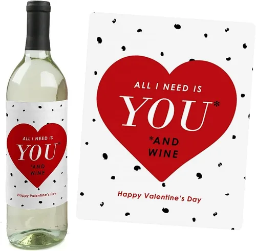 Miniatura 4 de Big Dot of Happiness - Día de San Valentín - Regalo para mujeres y hombres - Etiquetas adhesivas para botellas de vino - Juego de 4
