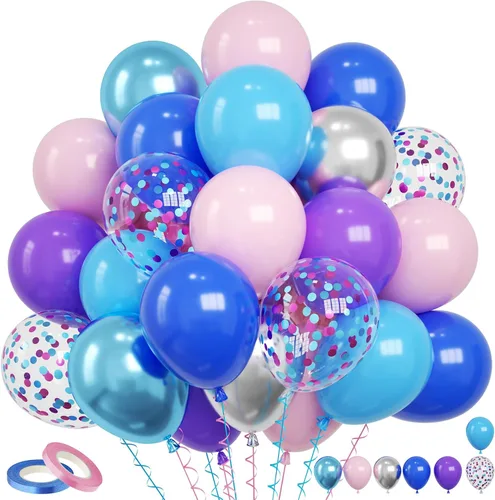 Miniatura 8 de Funhot - Set de globos rosados, 60 globos de látex rosa intenso, 30,5 cm, globos de confeti rosa, globos de fiesta metálicos rosa pastel, helio