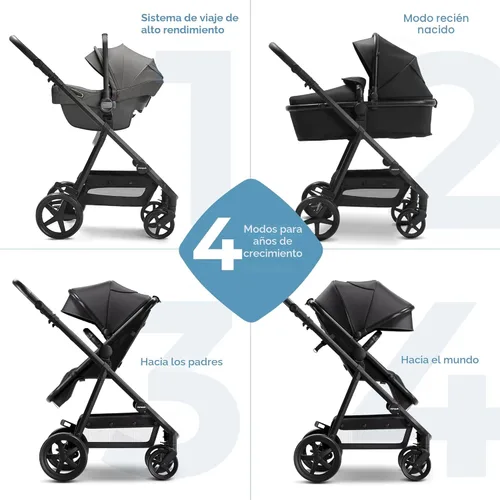 Miniatura 4 de Mompush Cochecito de bebé, convertible 2 en 1 con opción de moisés, compatible con asiento de automóvil infantil, incluye adaptador, cochecito Negro