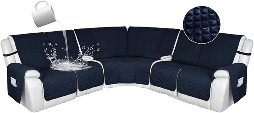Miniatura 89 de HDCAXKJ Fundas de sofá seccional reclinable 100% impermeable, forma de L, funda de sofá reclinable lavable acolchada suave para mascotas, perro