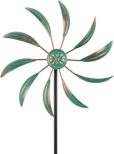 Miniatura 16 de Stargarden Molino de viento de pavo real de 58 pulgadas, escultura de viento doble, molino de viento de metal para decoración de jardín y patio