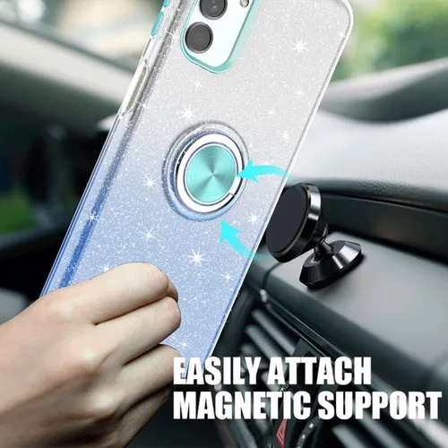 Miniatura 2 de TJS Funda compatible con Samsung Galaxy A13 5G, Galaxy A04S, con protector de pantalla de vidrio templado, anillo de metal, soporte magnético, tono