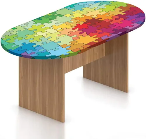 Miniatura 21 de XISUNYA Mantel ovalado ajustable de poliéster elástico, mantel colorido con estampado de zigzag cheurón, para feliz día de Navidad, se adapta a