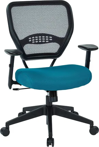 Miniatura 19 de Space Seating Serie 55 - Silla de escritorio de oficina ajustable con soporte lumbar integrado, malla negra