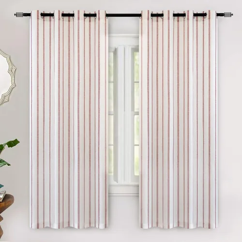 Miniatura 31 de DriftAway - Cortinas de Lino Mezcla de Granja 100% Opacas de 84 Pulgadas de Largo para Dormitorio, Cortinas Verticales Rayadas Impresas de Lino