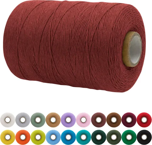 Miniatura 115 de JeogYong Cordón de macramé de un solo hilo 2mm x 164 yardas (492 pies) Cuerda de algodón suave, hilo de macramé 2 mm, suministros de macramé