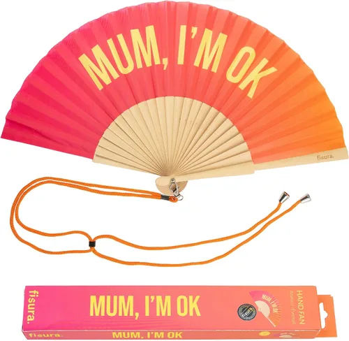 Miniatura 14 de Fisura Ventilador plegable original, mejor tarde que feo, abanicos de mano de madera para mujeres plegables - Diseño rosa y rojo para raves