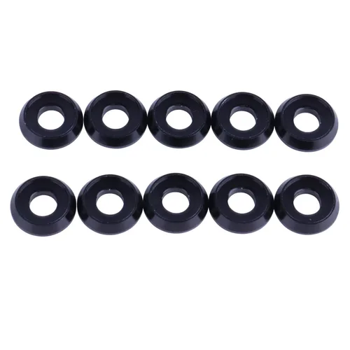 Miniatura 3 de Arandela de brida de aleación de aluminio M4 M5 M6 M8 arandela espaciadora para motocicleta automóvil paquete de 10 (negro, M4)