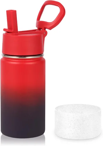 Miniatura 18 de Volhoply Botella de agua de acero inoxidable aislada de 14 onzas con tapa de pajita y funda de silicona, sin BPA, fácil de usar para niños y niñas