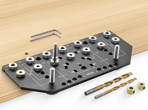 Miniatura 11 de VEVOR Kit de plantilla de taco, plantilla de taco autocentrada para agujeros rectos, herramienta de juntas de carpintería de aleación de aluminio