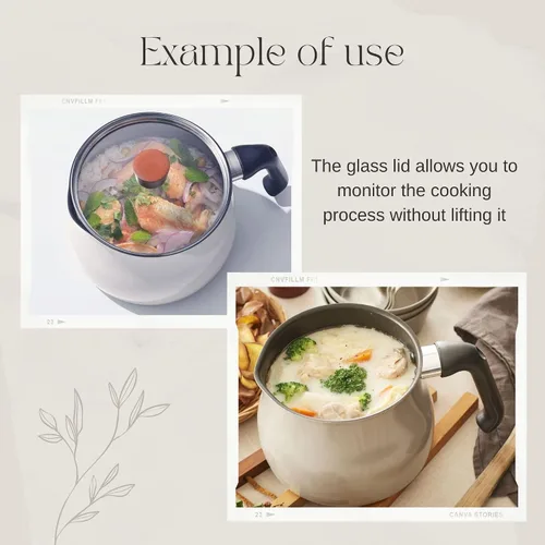 Miniatura 7 de Olla instantánea pequeña "ToMay dolce" elegante blanco de 6.3 pulgadas (6.3 in) 3.2 cuartos de galón para 1-2 tazas mini lindo arroz y ramen olla