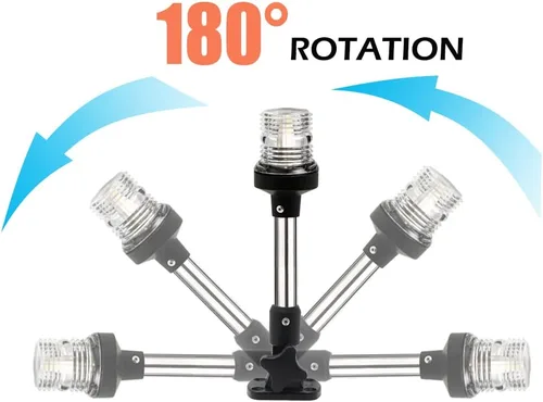 Miniatura 6 de Young Marine Luz de anclaje de barco de 3 millas náuticas LED blanca plegable para pontón y barco de pesca, 360°, LED blanco de 12-24 V
