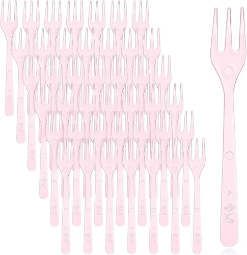 Miniatura 10 de Skylety 500 mini tenedores de plástico de 3.7 x 0.6 pulgadas, pequeños y pequeños, desechables, tenedores de degustación, utensilios para postres