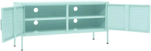 Miniatura 6 de Armario de almacenamiento de metal para TV con 2 puertas y un estante en el interior, aparador de almacenamiento, soporte de TV, consola multimedia