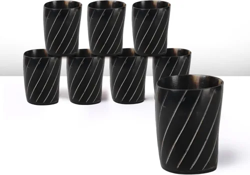 Miniatura 32 de Handicrafts Home Juego de 4 vasos de chupito hechos a mano, patrón entrecruzado de 6.5 onzas, chupitos de whisky vikingo naturales para cócteles