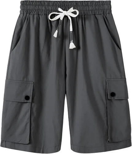 Msmsse Pantalones cortos tipo cargo para mujer, suaves, informales, ligeros, para senderismo, deportes, hasta la rodilla, pantalones cortos