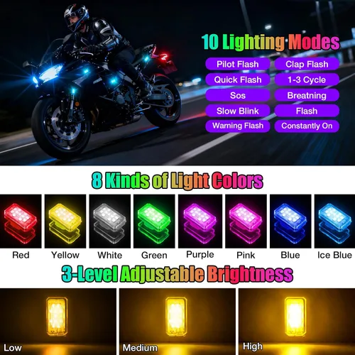 Miniatura 2 de Luces estroboscópicas LED inalámbricas de 11 LED actualizadas 2026, ultra brillantes, 8 colores, luces estroboscópicas de aviones con control