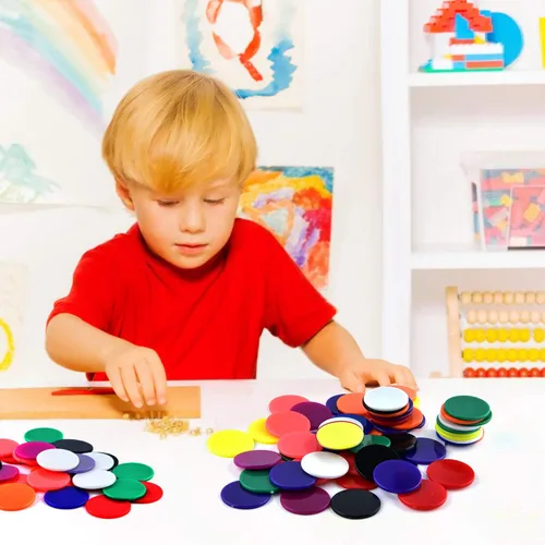 Miniatura 6 de Coopay 300 unidades de 10 colores de plástico para contadores de aprendizaje, discos de conteo de fichas de bingo para práctica de matemáticas