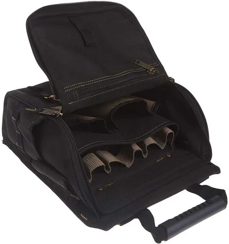 Miniatura 4 de CLC Custom Leathercraft 1509 - Bolsa de herramientas para electricistas profesionales con cremallera, 21 bolsillos, color negro