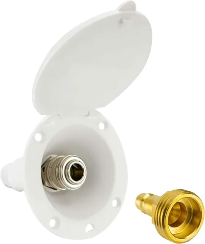RecPro RV Conector de conexión de puerto de espray exterior con conector rápido (Blanco)